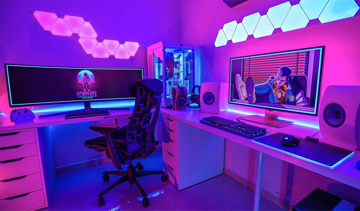Setup góc gaming RGB trendy