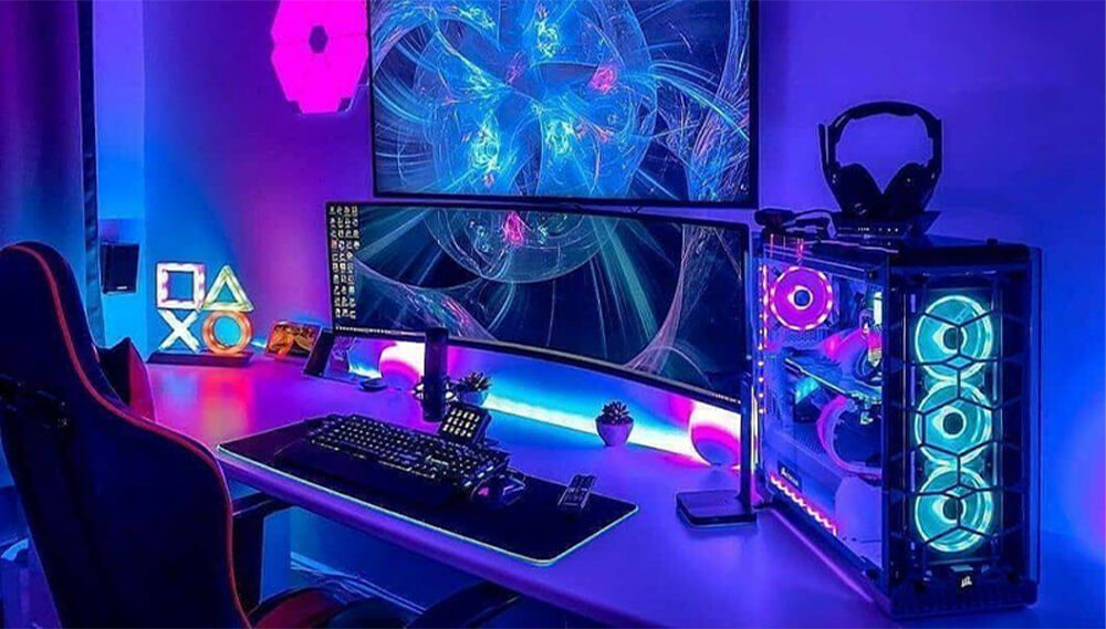 Setup góc gaming RGB trendy