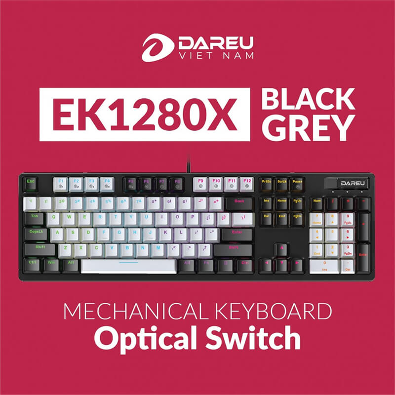 Bàn phím quang cơ Gaming DAREU EK1280X BLACK-GREY