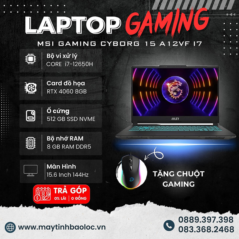 Laptop Msi Gaming Cyborg A Vf I H Gb Gb Gb Rtx