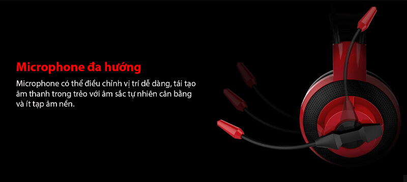 Tai nghe gaming có dây MSI DS501 (màu đỏ đen)