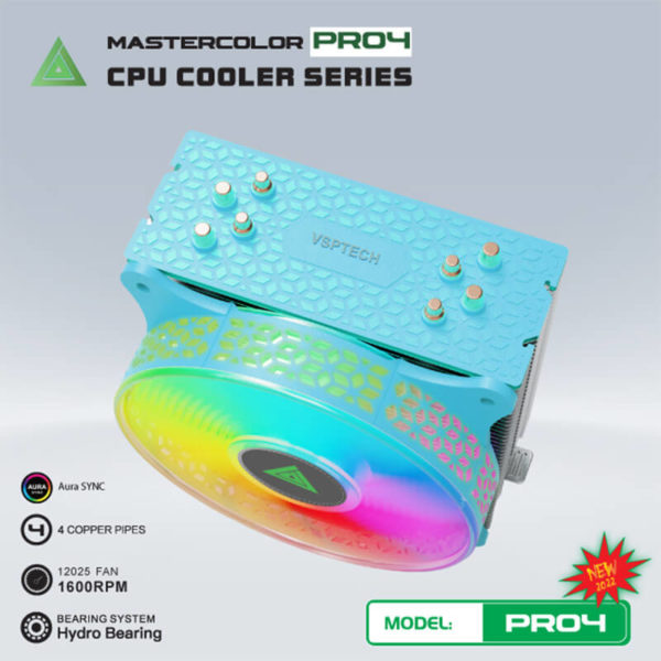 Tản nhiệt CPU VSP MASTERCOLOR PRO-4 (Blue) - Hình ảnh 4