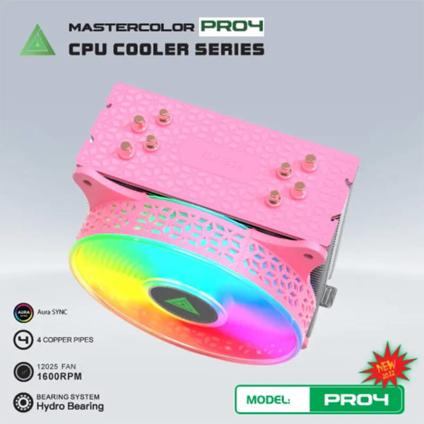 Tản nhiệt CPU VSP MASTERCOLOR PRO-4 (Hồng) - Hình ảnh 4