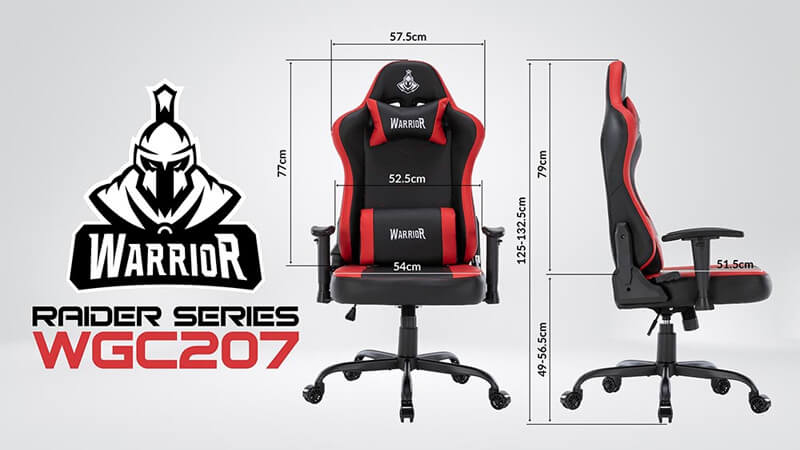 Kích thước ghế gaming Warrior Raider Series WGC207 Black/Red