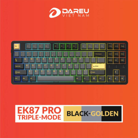 Bàn phím cơ không dây DAREU EK87 PRO - BLACK GOLDEN