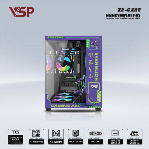 VỎ CASE MÁY TÍNH VSP X2 - G.ART ĐEN