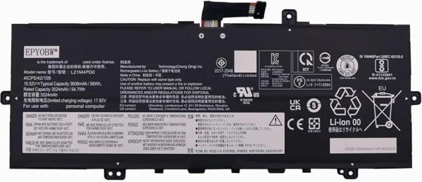 Pin laptop Lenovo ThinkBook 13s G4 ARB, ThinkBook 13s G4 IAP, ThinkBook 13x G2 IAP, ThinkBook Plus G4 IRU, L21M4PD0 L21B4PD0 L21C4PD0 (ZIN) – 4 CELL -linhkienlaptopbaoloc