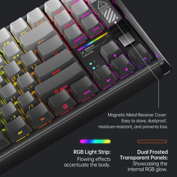 Bàn phím Machenike K600E-B87W Tri-mode RGB - Hình ảnh 3