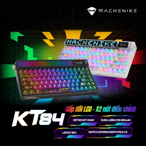 Bàn phím Machenike KT84-B84W Smart Screen Tri-mode
