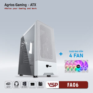 CASE VSP GAMING FA06 TRẮNG (TẶNG 4FANS RGB) (ATX)
