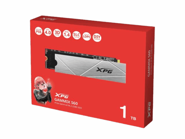 SSD ADATA 1TB GAMMIX S60 Blade M.2 PCIe Gen 4 NVMe (Đọc:5000MB/S)